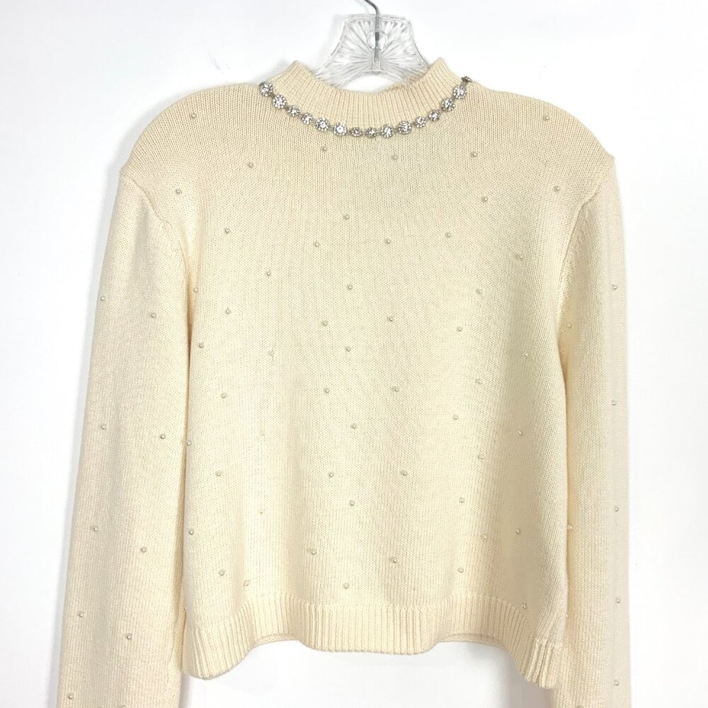 New Zara Knit Sweater with Jewel Beads and Pearls Size M